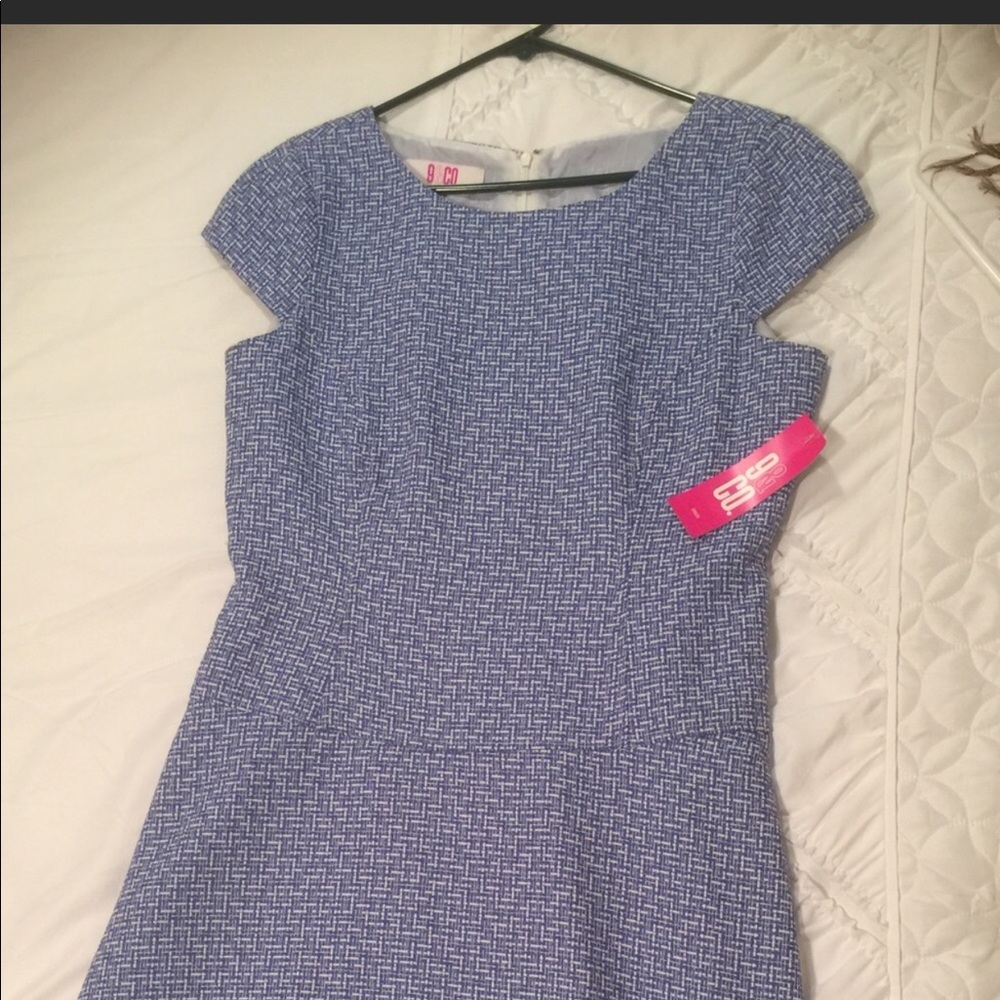 Blue tweed dress. 9&Co size 14. Ladylike shaping.